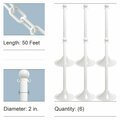 Mr. Chain White Light Duty Stowable Stanchion Kit and Chain, 6PK 73501-6